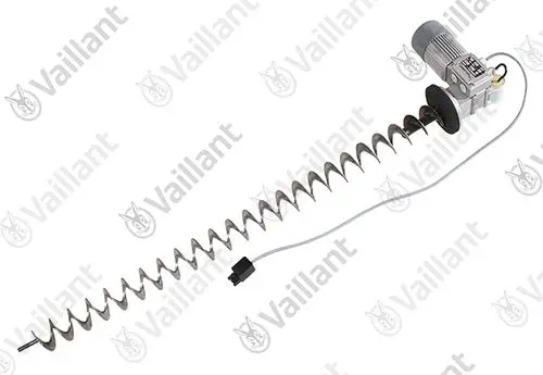 Vaillant Motor mit angeschlossener Zuführschnecke, erkennbar an der spiralförmigen Struktur und dem Motor mit Kabelanschluss.
